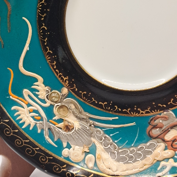 CASTLE Japan Dragonware Tea Cup and Saucer Bone China in blue and Vintage . - Picture 5 of 10